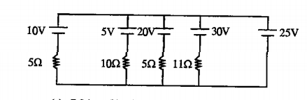 In the circuit drawn, current following through 25V cell is: