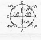 Eight resistances each of 4 Omega are connected in the circuit as shown in fig. The equivalent resistance between A and B is: