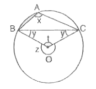 केंद्र O वाले वृत्त की जीवा BC है| चाप BC पर एक बिंदु A है, जैसा कि आकृति (i ) और (ii ) में दिखाया गया है| सिद्ध कीजिए :     (ii) angleBAC- angleOBC=90^(@), यदि A लघु चाप पर एक बिंदु हो|
