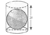 एक लंब वृत्तीय बेलन त्रिज्या वाले एक गोले को पूर्णतया घेरे हुए है ज्ञात कीजिए :   गोले का पृष्ठीय क्षेत्रफल