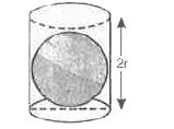 एक लंब वृत्तीय बेलन त्रिज्या वाले एक गोले को पूर्णतया घेरे हुए है ज्ञात कीजिए :   बेलन का वक्र पृष्ठीय क्षेत्रफल