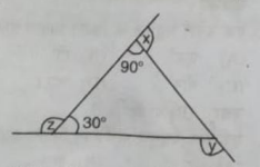 आकृति में x + y + z ज्ञात कीजिए।