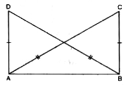 आकृति में AC = BD और AD = BC है। निम्नलिखित कथनों में कौन सा कथन सत्य है ?      DeltaABC~=DeltaABD