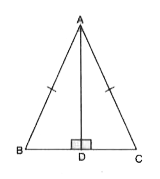 ABC एक समद्विबाहु त्रिभुज है जिसमें AB = AC और AD इसका एक शीर्षलंब है। (आकृति)      DeltaADB और DeltaADC में, बराबर भागों के तीन युग्म बताइए।