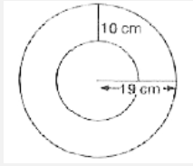 आकृति में, अंत: और बाह्य वृत्तों की परिधि ज्ञात कीजिए। (pi = 3.14 लीजिए)
