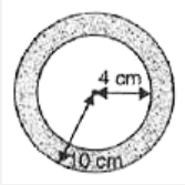 संलग्न आकृति दो वृत्तों को दर्शाती है जिनका केंद्र समान है। बड़े वृत्त की त्रिज्या 10 cm और छोटे वृत्त की त्रिज्या 4 cm है। ज्ञात कीजिए :      छोटे वृत्त का क्षेत्रफल