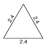 नीचे दी गई आकृति में पाँच त्रिभुजे हैं।  प्रत्येक भुजा कि लम्बाई (सेन्टीमीटरों में ) अंकित कि गई है।  प्रत्येक त्रिभुज के लिए बताइए कि यह विषमबाहु है, समद्विबाहु है अथवा समबाहु है।