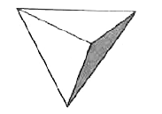 एक त्रिभुजाकार पिरामिड का आधार एक चतुर्भुज होता है। यह चतुष्फलक (tetrahedron) भी कहलाता है।    फलक : ..................    किनारे :  ......................    कोने : ………...…………..
