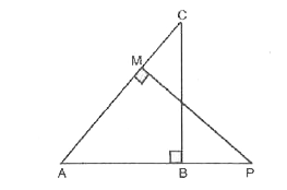 आकृति में , ABC और AMP दो समकोण त्रिभुज हैं , जिनके कोण B और M समकोण हैं । सिद्ध कीजिए कि   (i) DeltaABC~DeltaAMP (ii) frac{CA}{PA}=frac{BC}{MP}