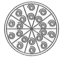 एक वृताकार ब्रूच को चाँदी के तार से बनाया जाता है जिनकी व्यास  है।  तार को वृत्त के  व्यास को बनाने म,इ प्रयुक्त किया गया है। जो उसे 10  बारबार त्रिज्यखंड करता है जैसा कि आकृति में दर्शया गया है तो ज्ञात कीजिए ब्रोच के प्रत्येक त्रिज्यखंड का क्षेत्रफल