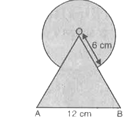 आकृति में, छायांकित भाग का क्षेत्रफल ज्ञात कीजिए, जहाँ भुजा 12cm वाले एक समबाहु त्रिभुज OAB के शीष O को केंद्र मान कर 6cm त्रिज्या वाला एक वृतीय चाप खींचा गया है।