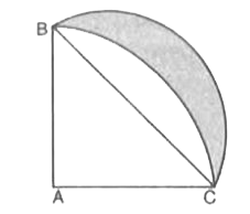 आकृति में ABC त्रिज्या14cmवाले एक व्रत का चतुर्थांश है। तथा BC को व्यास मान कर एक अर्धवृत खींचा गया है।  छायांकित भाग का क्षेत्रफल ज्ञात कीजिए।