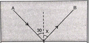 The following picture shows the reflection of light:     Find the value of angle x