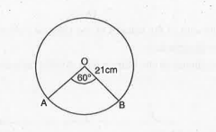 In a circle of radius 21 cm, an arc subtends an angle of 60° at the centre. Find : area of the sector formed by the arc