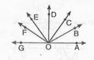 In fig.   angleAOF and angleFOG form linear pair. angleEOB = angle FOC = 90° and angleDOC = angleFOG = angleAOB = 30^@.Name three pairs of supplementary angle.