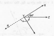 In fig.   angleXYZ = 64^@ and XY is produced to point P. If ray YQ bisect angleZYP then the value of angleXYQ is :