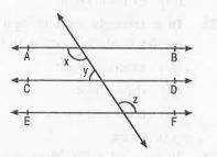 In fig.  , if AB || CD, CD ||EF and y : z = 3 : 7 then value of x is :