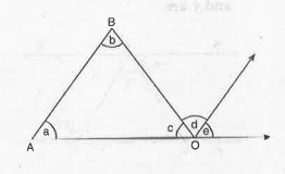 In fig.  , the sum of anglea and angleb is :