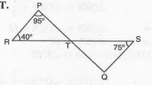 In the given Fig.  , if lines PQ and RS intersect at point T, such that anglePRT = 40^@, angleRPT = 95^@ and angleTSQ = 75^@ find angleSQT.