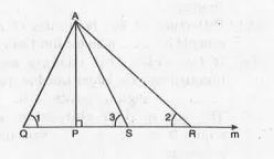 In Fig.  ,  AP is the shortest line-segment that can be drawn from A to the line m. If PR > PQ, prove that AR > AQ.