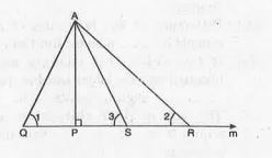 In Fig.  , AP is the shortest line-segment that can be drawn from A to the line m. If PR > PQ, prove that AR > AQ.