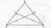 ABC is a triangle in which altitudes BE and CF to sides AC and AB are equal. Also DeltaABE ~= DeltaACF.   Then triangle ABC is :