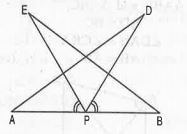 AB is a line segment and P is its midpoint. D and E are points on the same side of AB such that angleBAD = angleABE and angleEPA = angleDPB. Show that AD=BE.