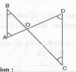 In Fig.  , angleB < angleA and angleC < angleD. Show that AD < BC.