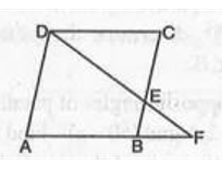 In Fig. . ABCD is a parallelogram and E is the mid-point of side BC. If DE and AB, when produced meet at F, prove that AF = 2AB.