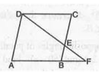 In Fig. .    ABCD is a parallelogram and E is the mid-point of side BC. If DE and AB, when produced meet at F, prove that AF = 2AB.