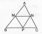 In Fig.   M, N and P are the mid-points of AB, AC and BC respectively. If MN = 3 cm, NP = 3.5 cm, and MP = 2.5 cm, calculate BC and AB and AC.