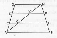 In Fig.  , AB || CD || EF || GH and AX = XY=YH. If AC = 1.5 cm., find AG.