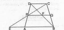 In Fig.  ,  ABCD is a trapezium in which AB || DC and P, Q are mid-points of AD and BC respectively. If CP and BA when produced meet at E, prove that PQ ||DC.