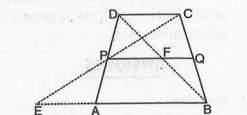 In Fig.  , ABCD is a trapezium in which AB || DC and P, Q are mid-points of AD and BC respectively. If DQ and AB when produced meet at E, prove that PQ ||DC.