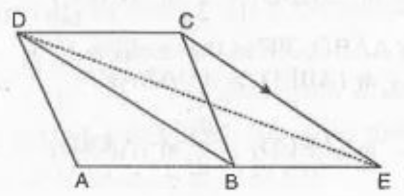 In the given figure   CE || DB. If ar (DeltaDBE) = 36 cm^2 and ar (DeltaADB) = 44 cm^2 find ar (DeltaDAE).