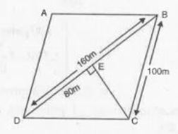 Sanya has a piece of land which is in the shape of a rhombus (See Fig.  ).   She wants her four children to work on the land and produce different crops to suffice the needs of their family. She divided the land in four parts by joining its opposite comers. If the perimeter of the land is 400 m and one of the diagonals is 160 m, how much area each child will get to work on.