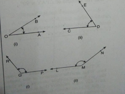 Measure each of the following angles and classify them as acute,obutse or right angels: