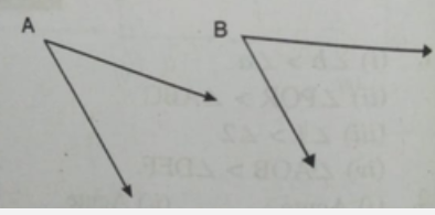 From these two angles which has larger measure ?Estimate and then confirm by measureing them.