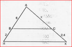 In figure AB = 6 cm, AH = 8 cm, CK = 2.4 cm, BC || HK, calculate AK.   .