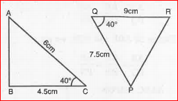 Examine each pair of triangles in figures and state which pair of triangles are similar. Also,state thatsimilarity criterion used by you for confirmation of your answer and write it in symbolic form.   .