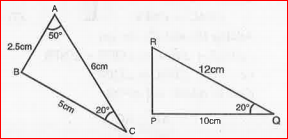 Examine each pair of triangles in figures and state which pair of triangles are similar. Also,state thatsimilarity criterion used by you for confirmation of your answer and write it in symbolic form.   .