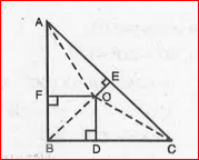 In fig., O is a point in the interior of a triangle ABC, OD bot BC, OE bot AC and OF bot AB. Show that:-  AF^2+BD^2+CE^2=AE^2+CD^2+BF^2  .   .