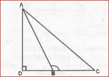 In fig., ABC is triangle in which angleABC > 90@0  and AD bot BC produced, prove that AC^2 = AB^2 + BC^2 + 2BC.BD .    .
