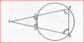 In fig., two chords AB and CD of a circle intersect each other at point P (when produced) outside the circle prove :- trianglePCA~trianglePDB    .