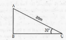 A circus artist is climbing a 20m long rope, which is tightly stretched and tied from the top of a vertical pole to the ground. Find the height of the pole, if the angle made by the rope with the ground level is 30^@ (see fig.).