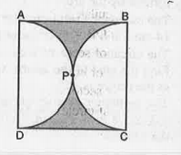 Find the area of the shaded region in fig, if ABCD is a square o fside 14 cm and APD and BPC are semicircles.