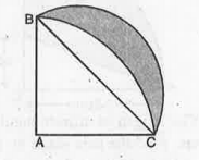 In fig., ABC is a quadrant of a circle of radius 14 cm and a semi circle is drawn with BC as diameter. Find the area of the shaded region.