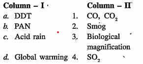 Match the following and choose the correct combination from the options given :