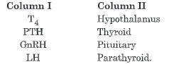 Match the following