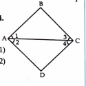 In the fig. we have angle1=angle3 and angle2=angle4 show that angleA=angleC